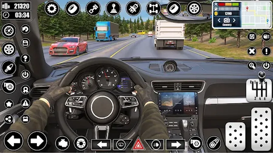 Racing simulator setup with steering wheel and pedals